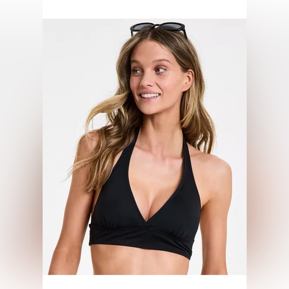 - NWT Anne Cole Solid Banded Halter Bikini Top Small